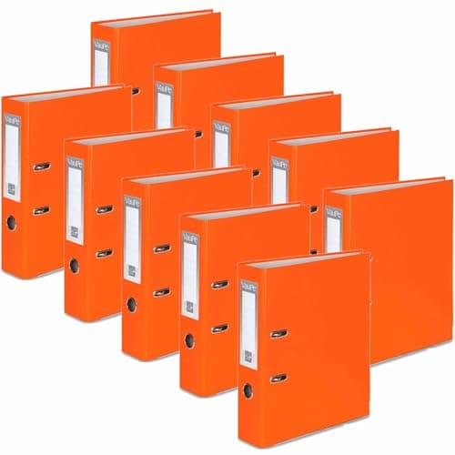 Image of OFFICE CENTRE 10x Orange A4 Large 75mm Lever Arch File Folder Metal Edge Strengthened Stationery Document Archive Paper Storage Office School Home Easy Filing System 15 Colour Coding Wide Spine