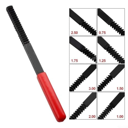 Image of Metric Thread Restoring File Set 0.75–3.0 Mm Pitch Carbon Steel Thread Repair Tool for Damaged External Threads on Screws Bolts Studs – Automotive Hand Tool