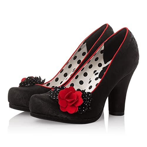 Image of Ruby Shoo Eva High Heel Court Shoe Pumps Noir Red UK 3