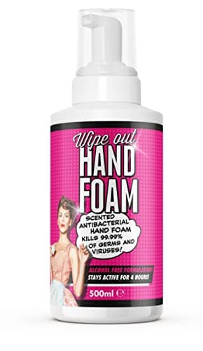 Image of Wipeout Hand Foam with Pump | Scented Anti-Bacterial Alcohol Free Sanitiser | Kills 99.99% of Bacteria and Viruses, 500ml, Clear, FAM0631
