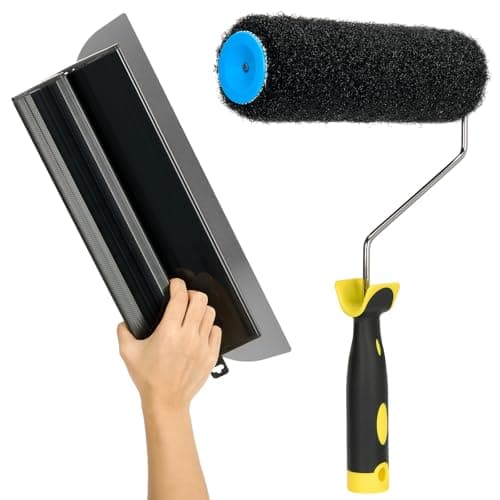 Image of Drywall Skimming Blade Smoothing Spatula Plastering Wall Plastering Tools, High Grade Drywall Skimming Blade for Plastering Black (16inch/40cm with Paint Roller Cover)