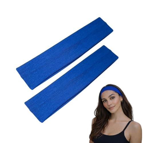 Image of WESTEND CHOICE 5cm Wide Headbands 2 Pack Plain Stretchy Kylie Head Band Bandeau Unisex Headbands for Women & men Soft Hair Band Gym Exercise Yoga Headband (Royal blue)