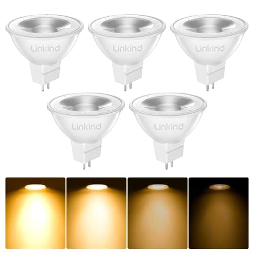 Image of Linkind MR16 LED Bulbs, Dimmable GU5.3 Light Bulb, 12 Volt Spotlights Ceiling Lights, 2 Pin, 5.5W Equivalent to 50W Halogen, Warm White 2700K, 465LM, 5 Pack