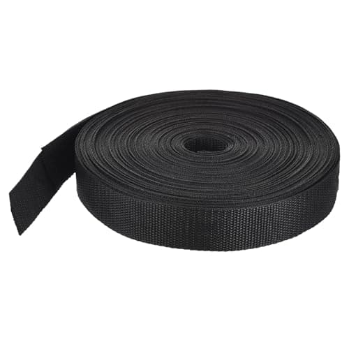 Image of sourcing map Lightweight Polypropylene Webbing Strap 38mm(1 1/2") 25 Yard Backpack Strapping Band Black for Outdoor Luggage Cargo Straps - 23m