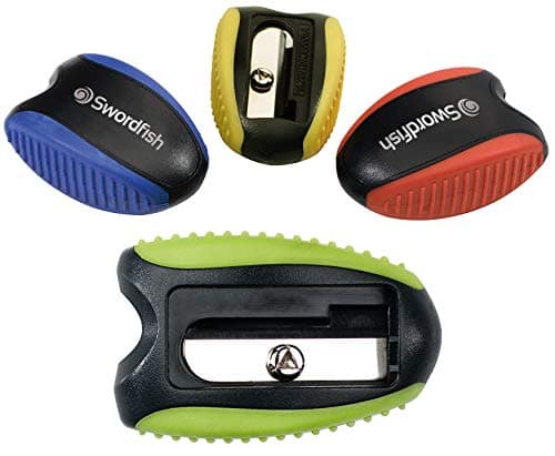 Image of Swordfish [40287]‘Soft Grip’ Pencil Sharpener [Pack of 2] Assorted Colours ,Yellow,Blue,Green,Red