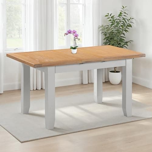 Image of Seconique Windsor Extending Dining Table in Pebble Grey/Oak