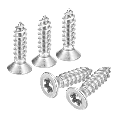 Image of sourcing map Flat Countersunk Head Torx Screws, 100Pcs M3 x 12mm 304 Stainless Steel Tamper Proof Sheet Metal Screws with Bit T10, Self-Tapping Anti-Theft for Wood, Mechanical Industry (Silver)