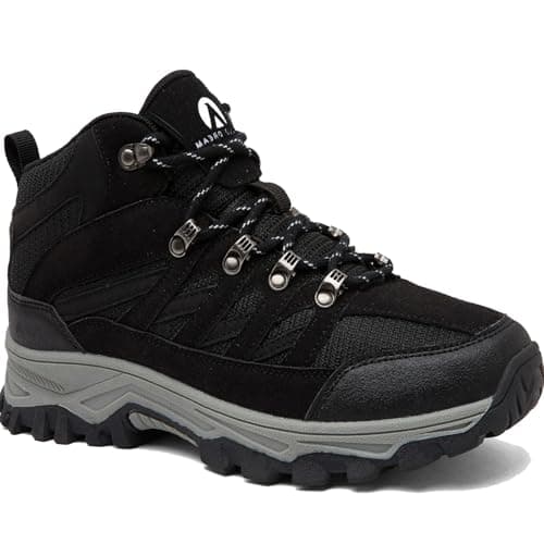 Image of HODTOB Hiking Boots Mens Womens Lace-up Non-Slip Outdoor Men Women Mountain Trekking Shoes for All Season Walking Travelling Backpacking Camping Shoes Sneaker Black-11UK