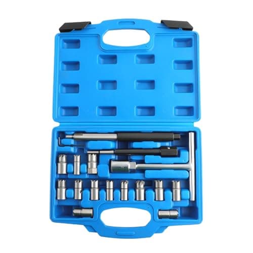 Image of maXpeedingrods 17Pcs Diesel Injector Seats Cutter Cleaner Tool Carbon Remover for Mercedes BMW MERC CRD PSA Ford Fiat, Universal Fuel Injector Seat Cleaning Kit for Residues Removal