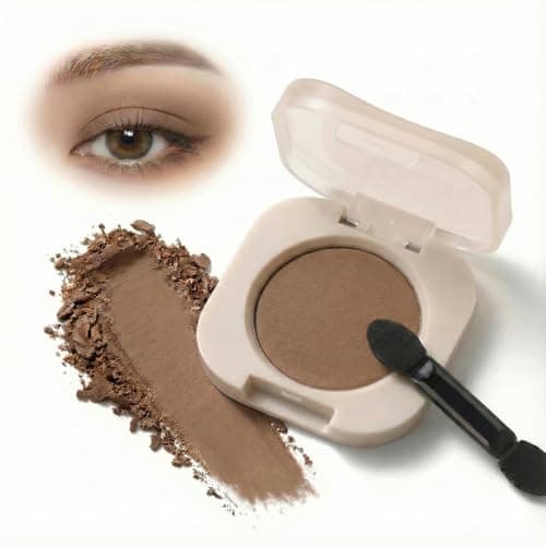 Image of Mocha Brown Single Eyeshadow, Soft Matte Nude Taupe Pressed Powder Eye Shadow with Mirror & Applicator, Long Lasting Blendable Natural Eye Makeup for Women & Mature