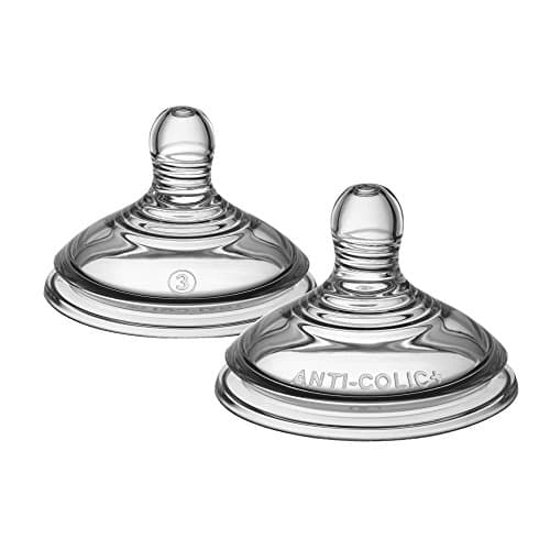 Image of Tommee Tippee Advanced Anti-Colic Baby Bottle Teats, Fast Flow for 6m+, Pack of 2 Breast-Like Teats for a Natural Latch, BPA Free Soft Silicone