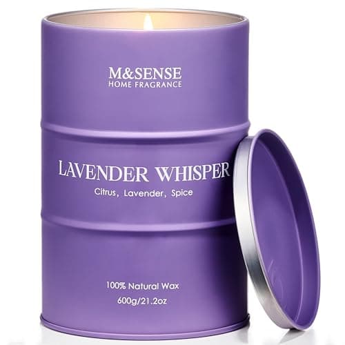 Image of M&SENSE Lavender Soy Large Scented Candles Gifts for Women, 600g 130 Hour Candles Long Burning for Sleep, Luxury Aromatherapy Candle for Stress Relief Meditation, Non Toxic Candles for Home