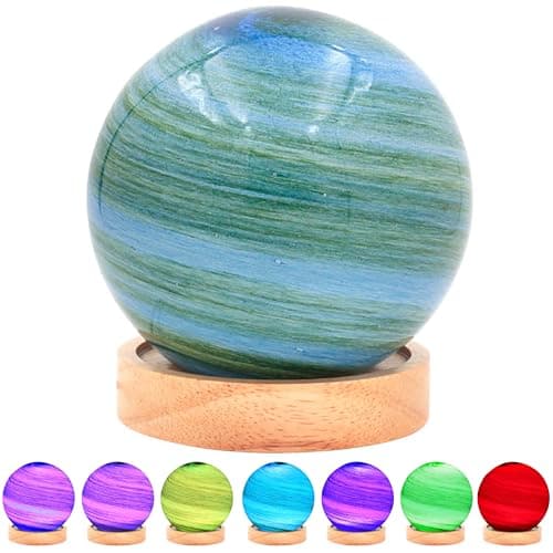 Image of Lesser & Pavey LED Cosmic Planet Lamp Green 12cm | USB Powered LED Night Light | Touch Control Bedside Table Lamp | Soft Glow Desk Lighting | Kids & Adults Ambient LED Lamp