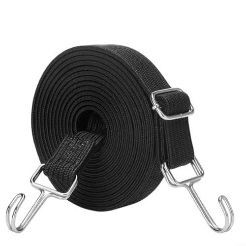 Image of HomeVortex 4 M Elastic Bungee Cord with Metal Safety Hooks Stretchable Heavy Duty Luggage Strap Adjustable Tie Down Rope for Car Bike Motorcycle Outdoor Storage Black(black)