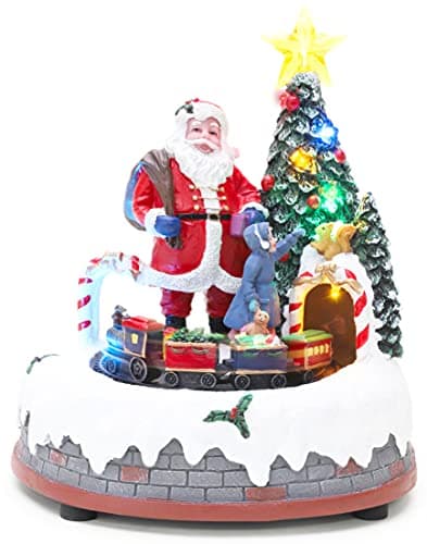 Image of Christmas Concepts® 230mm (9.2") Santa Scene with Rotating Train Ornament with LED Lights and Music –Battery Operated - Christmas Village