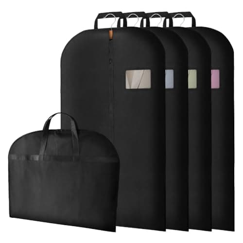 Image of Vicloon 4PCS Garment Bags, Clothes Cover Set Waterproof Dustproof With Zipper, Suit Covers for Men Breathable Protector for Clothes/Suits/Shirts/Gowns/Dresses 60 * 100cm