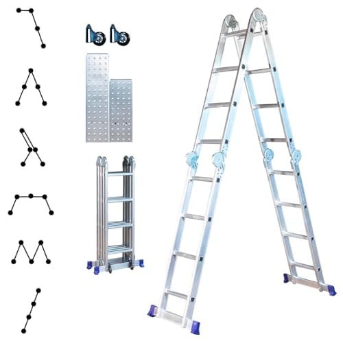 Image of HOSTRÖM Stavalance 4x4 Articulated Aluminium Extension Ladder, Silver, 150 kg Load Capacity