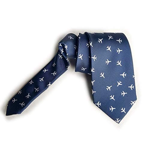 Image of Maker V Airplane Necktie in Navy Blue, Airplanes Tie, Pilot Ties, Flight Attendant Gift for men, Flight School gifts, Aviation Neckties