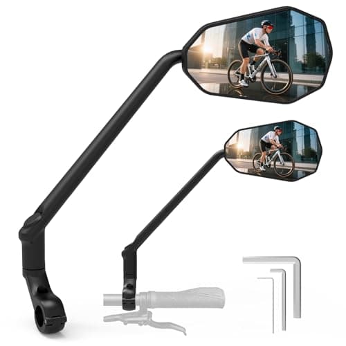 Image of Long Bike Mirror, [HD Large Wide Angle] [Right 1Pcs] Diyife Bicycle Rearview Mirrors, 360°Rotatable Cycle Mirrors for Bike Handlebars 22-25.5mm,Shockproof Rear View Mirror for E-Bike Scooter Motocycle