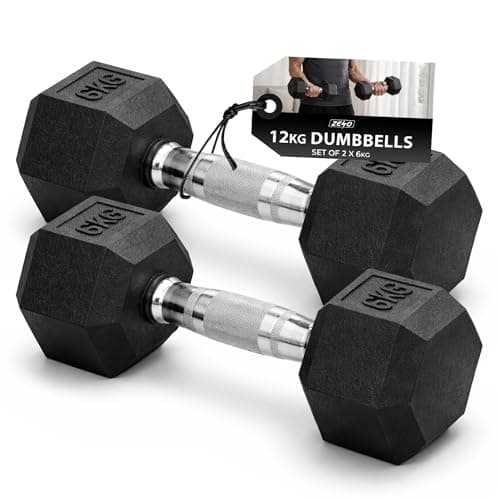 Image of ZENO Dumbbells Set | Weights Dumbbells Set | Metal Dumbbell Pair | Hex Dumbbell For Workouts, Home Training, Gym | Anti Slip & Anti Roll Weights (Black, 12KG (2 X 6KG))