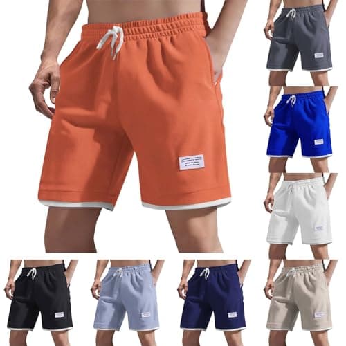 Image of liangp Mens Designer Shorts, Waffle Summer Casual Shorts Lightweight Breathable Beach Home Holiday Pants Comfortable Running Sports Gym Joggers