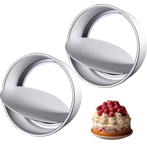 Image of ruitao 2 Pack 6 Inch Non-Stick Deep Aluminum Round Cake Pan with Removable Bottom, Cake Baking Round Cake Tin Set with Loose Base for Wedding/Birthday/Christmas Party