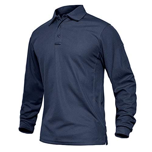 Image of EKLENTSON Long Sleeve Polo Shirts for Men Golf SportsTops Athletic Performance T Shirt Quick Dry Navy,S