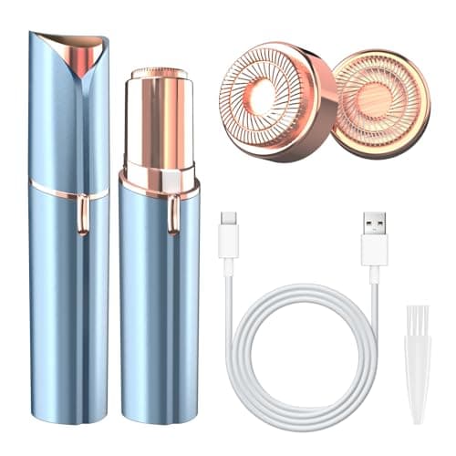 Image of Vexloria Facial Hair Remover for Women, Face Hair Trimmer with Two Replacement Blades, Rechargeable Women's Facial Shaver, Painless Lady Shavers for Women for Face Hair-Blue