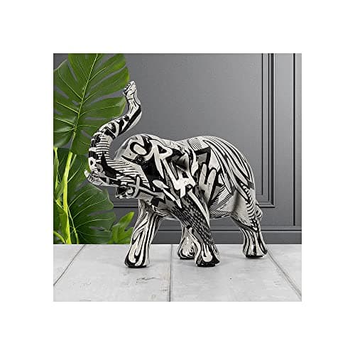 Image of The Leonardo Collection LP48624 Monochrome Black & White Elephant Standing Ornament, 26x11x21cm, Boxed