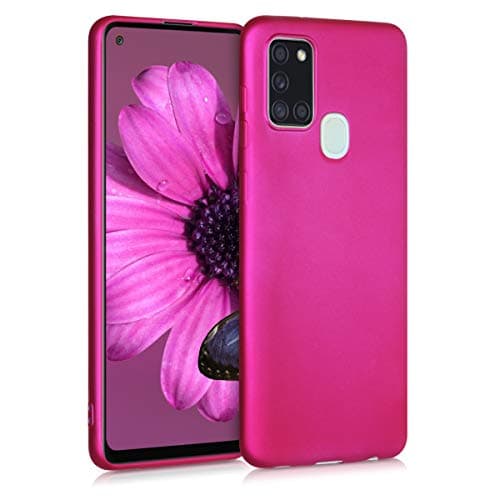 Image of kwmobile Case for Samsung Galaxy A21s Case - Soft Slim Metallic TPU Silicone Cover - Metallic Pink