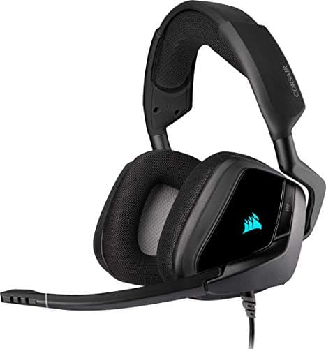 Image of Corsair VOID ELITE RGB USB Gaming Headset (7.1 Surround Sound, Optimised Omnidirection Microphone, Customisable RGB Lighting, Microfibre Mesh Fabric Earpads, Aluminium Construction) - Black