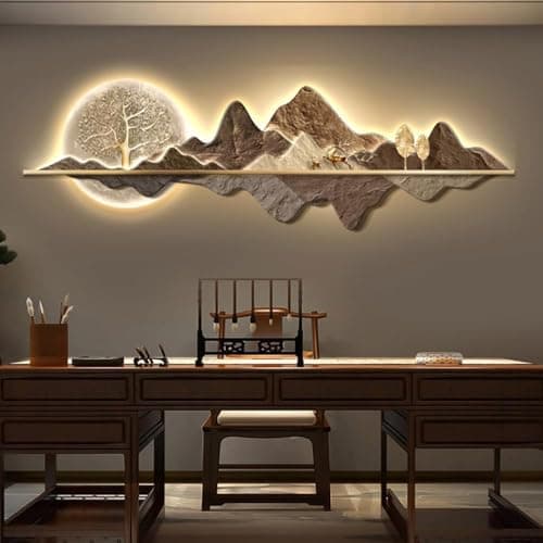 Image of JNTFNE 3D Lighted Wall Art with LED, Decorative Wall Painting with Remote Control for Living Room, Modern Hanging Mural Wall Sculpture B-usb 100cm/39.3in