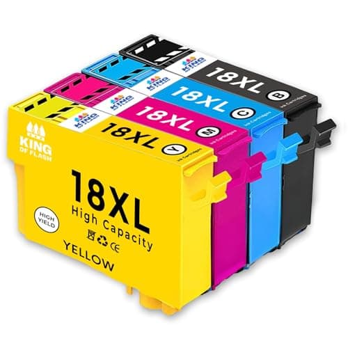 Image of KING OF FLASH Compatible Ink Cartridges, Epson 18 & 18XL High Yield Replacement Inks For XP Series - Home Expression Printers & Scanners