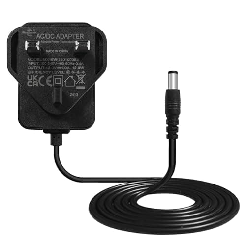 Image of iNextStation 12V 1A 12W LED Strip Light DC Power Supply Adapter, AC 100-240V to DC 12V Transformers UK Plug for 2835 5050 LED Strip Lights, 5M Neon Rope Lights, Black, Overload Protection, 5.5x2.1mm