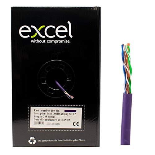 Image of I-CHOOSE LIMITED Purple LSZH 305m Cat5e Cable Reel / AWG24 Ethernet LAN U/UTP Roll Bulk Box / 1000ft Networking