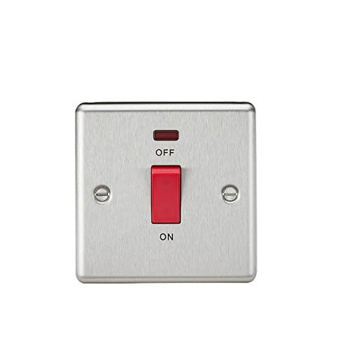 Image of 45A DP Switch with Neon (single size) - Rounded Edge Brushed Chrome
