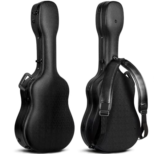 Image of CAHAYA Acoustic Guitar Case Black Guitar Case ABS Waterproof Hard Case 1.5 cm Thick Padding Suitable for 41 Inch Guitar, Black, 41 inches, Guitar case ABS