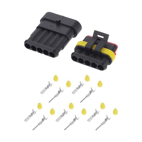 Image of A ABSOPRO 5 Pin Car Electrical Wire Connector Plug Kits Waterproof 1.5 Series Male Female Cable Terminal Housing Plastic Copper Black Yellow