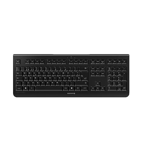 Image of CHERRY KW 3000, Wireless Keyboard with Numeric Keypad, Spanish Layout (QWERTY), 2.4 GHz RF, Low-Noise Keys, Flat Design, Battery-Operated, Black