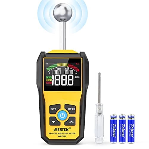 Image of Moisture Meter MESTEK Wall Moisture Detector 20-40mm Depth Pinless Non-Destructive Damp Moisture Locator Humidity Tester Digital LCD Display Alarm Backlit for Masonry Wood Building Material