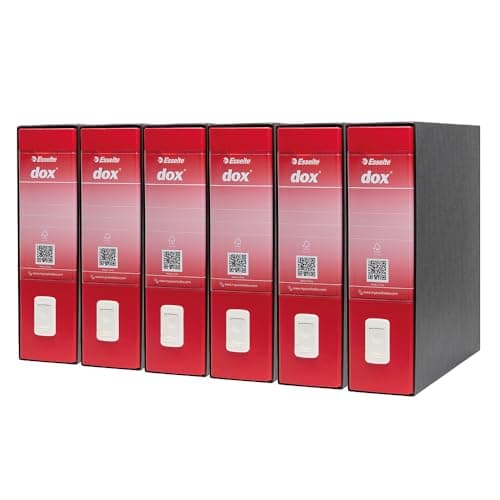 Image of Esselte Dox 1 A4 Lever Arch File Red (Pack of 6)