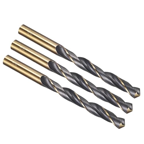 Image of PATIKIL 10.5mm Drill Bit, Jobber Straight Shank 4341 High-Speed Steel 118° Black and Gold Finish for Medium-hard Metal Steel Acrylic - 3 Pack