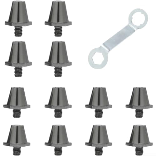 Image of Aluminum Soccer Cleats Studs Set With Wrench, 12pcs Anti-slip Screw-type Spikes In 11mm And 13mm Sizes For Custom Traction On Grass Fields, Gold(grey)