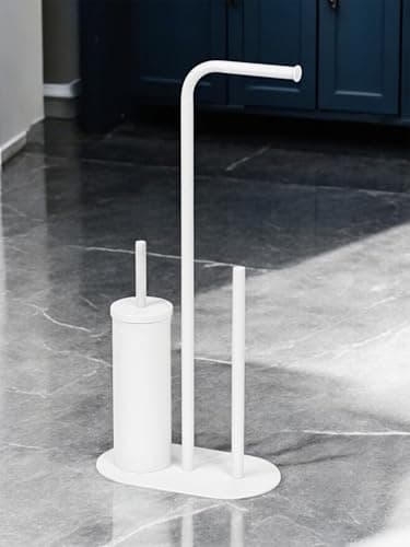 Image of Showerdrape Aspen White 3 in 1 Toilet Roll & Toilet Brush Combo