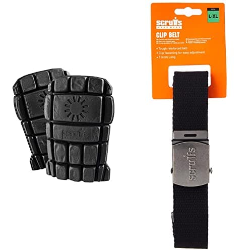 Image of Scruffs T50302 Flexible Knee Pads 1 Pair & T50304 Cotton Adjustable Clip Belt Black One Size