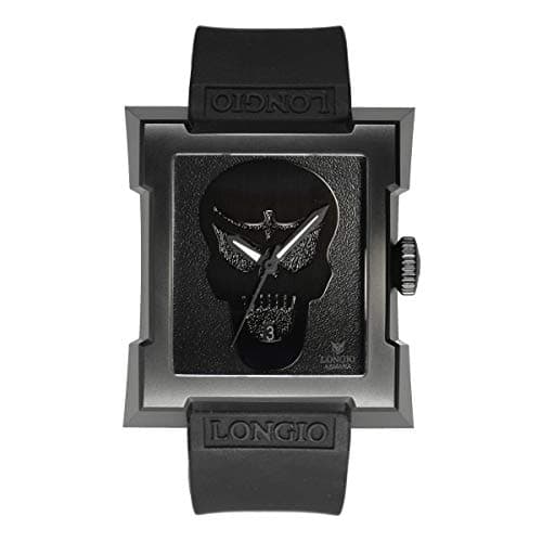 Image of LONGIO Automatic Watches for Men,Unique Watches with Original Swiss Mechanical Movement,Asmara_Skull, Black skull, Men's, Automatic Watch