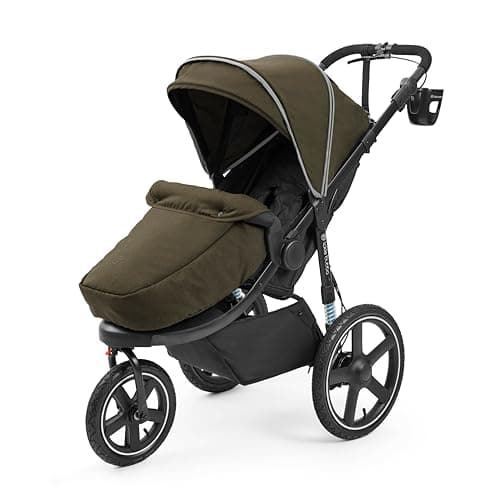 Image of Ickle Bubba Venus Jogger Pro Max Stroller (Woodland) – All-Terrain 3-Wheel Pushchair from Birth to 22kg, Waterproof Hood & Footwarmer, Adjustable Handle, Cup Holder & Self-Locking Fold