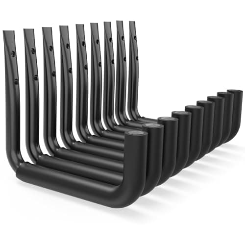 Image of Kitmiido Heavy Duty Ladder Hooks, 9 Set Garage Storage Wall Hooks for Ladder, Bike, Tools (H23 X L25 cm, Count, 9)