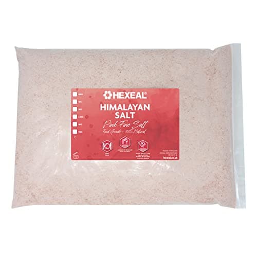 Image of Hexeal Himalayan Pink Salt 5kg – 5kg Bag of Fine, Food Grade Salt – Suitable for Seasoning & Cooking – 100% Natural Salts for Soothing Baths, Beauty & Cosmetics