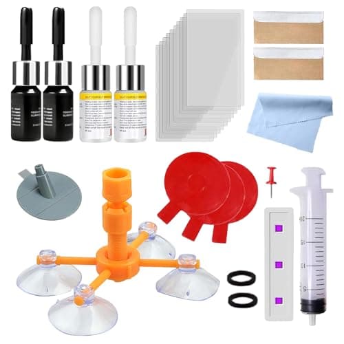 Image of wimony Glass Scratch Repair Kit 22Pcs,Windscreen Chip Repair Kit,t for Windscreen Crack with Repair Half-Moon Cracks, Cobwebs or Long Line Crack